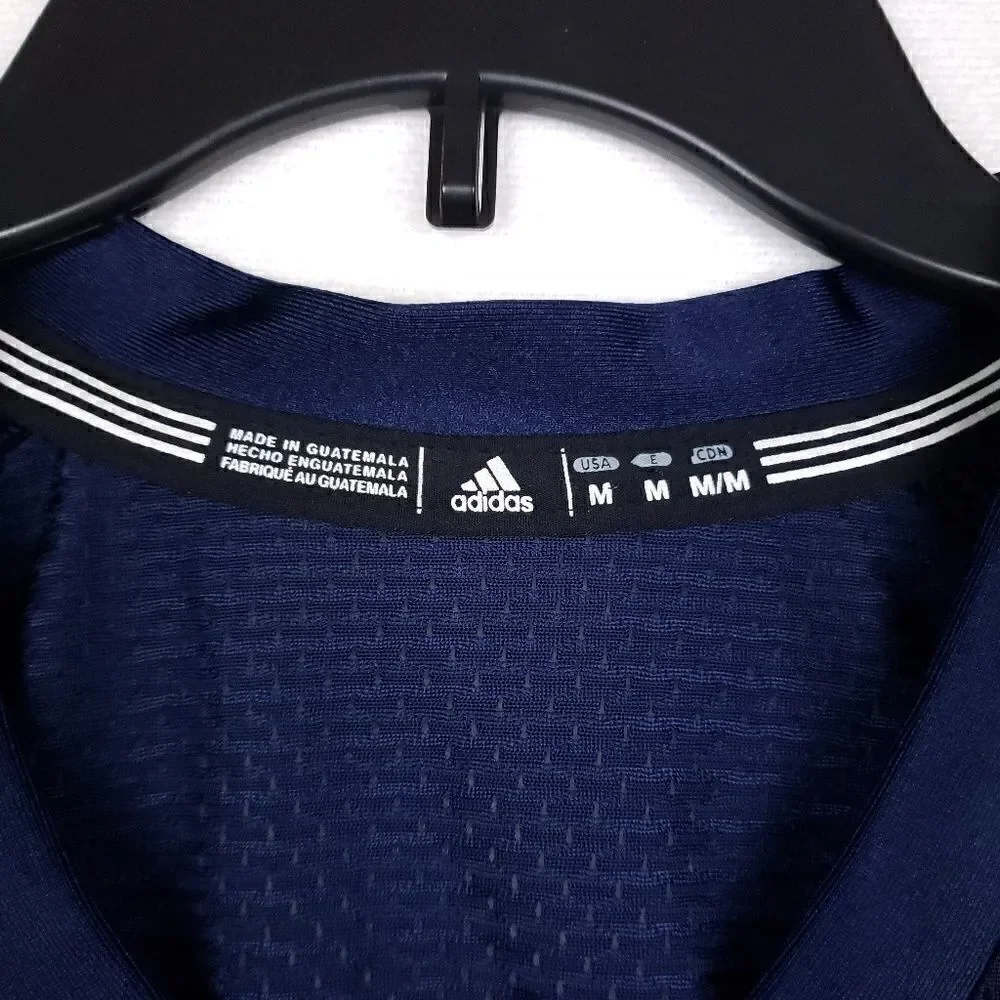 Adidas blue and white mesh long football jersey M